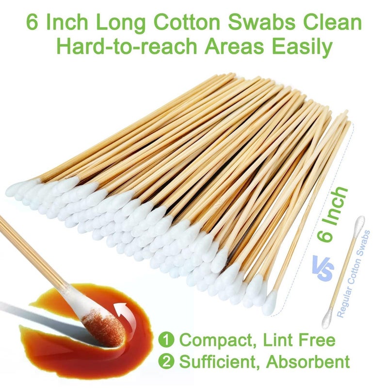 eyxformula 200 PCS Long Wooden Cotton Swabs, Cleaning Cotton Sticks with Wood Handle for Oil Makeup Gun Applicators, Eye Ears Eyeshadow Brush and Remover Tool, Cutips Buds for Baby and Home Accessories - Image 2